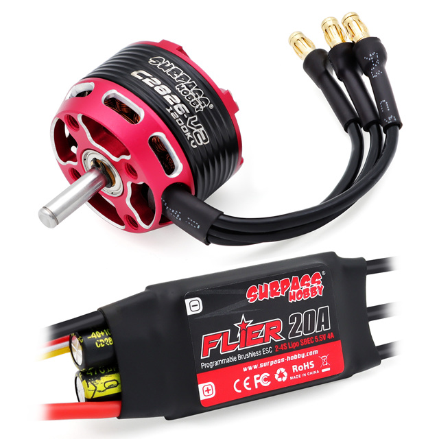 SURPASS  Motor C 2826 V2 Outrunner Motor Flier 20A ESC Drone Flight Controller  for Racing Fpv Drone Fixed Wing Aircraft