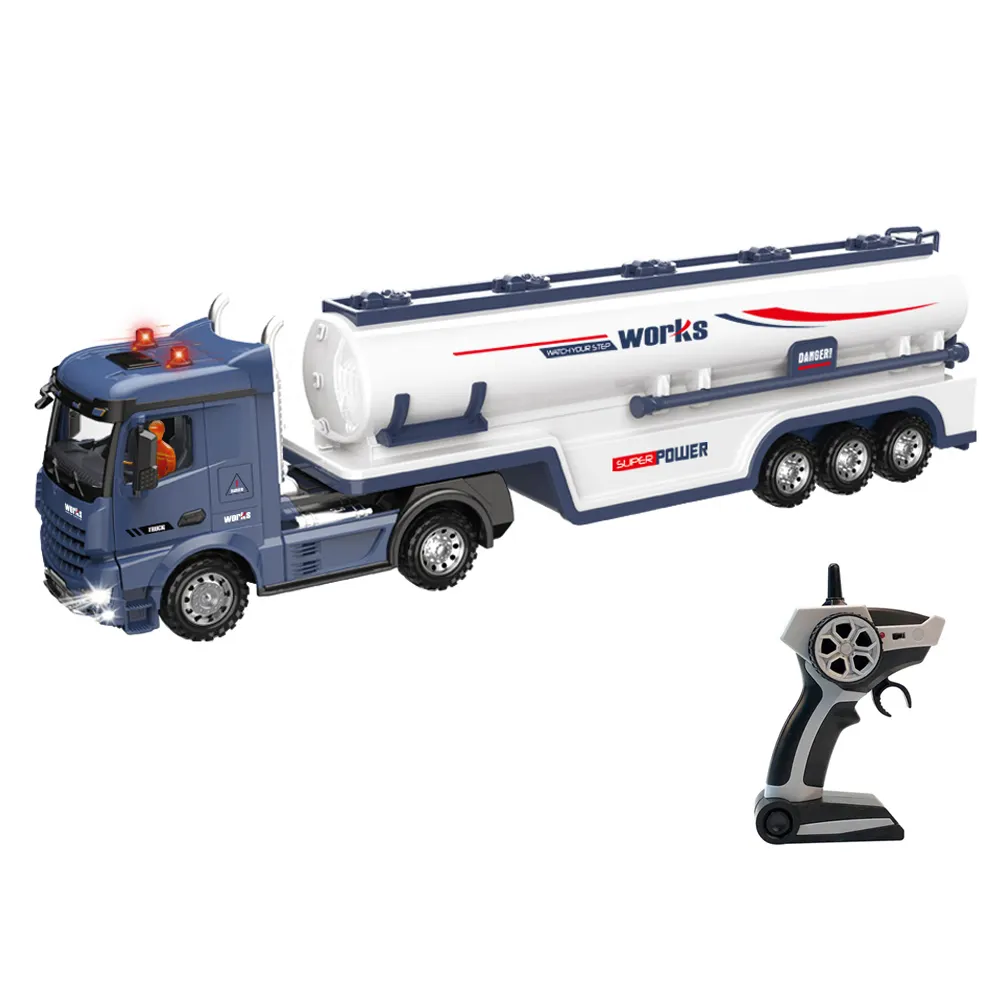 HW 2.4G RC camion-citerne remorque électrique carburant huile transporteur avec lumières et son télécommande semi-remorque