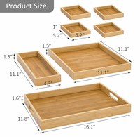 Offre Spéciale Usine : Ensemble de 7 Plateaux Carrés en Bambou Durables et Écologiques avec Poignées pour la Maison, la Cuisine, les Fêtes, les Apéritifs, les Boissons et les Collations
