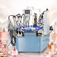 Nouvelle conception de machine de remplissage de parfum en forme de tourne-disque, remplisseur de liquide parfumé avec station de pressage et de sertissage