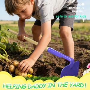 Set di 4 Mini Attrezzi da Giardino in Metallo per Bambini con Rastrello Lungo, Pala, Zappa e Rastrello per Foglie - Strumenti Durevoli per Piantare Fai-da-Te per Uso Esterno - Product Image 3