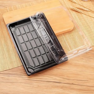 Boîte à sushi en <span class=keywords><strong>plastique</strong></span> transparente de plusieurs tailles, base noire, plateau à sushi <span class=keywords><strong>avec</strong></span> <span class=keywords><strong>couvercle</strong></span> transparent - Product Image 4
