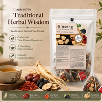 Thé aux cinq trésors de ginseng premium 100% naturel sans caféine, thé santé brut, mélange énergétique et vitalité pour hommes, sachets de thé aux herbes 5g x 30