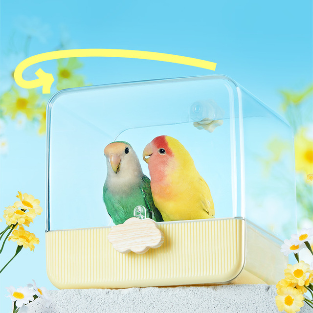 Yee Parrot Eco-Friendly ABS Material Durable Bathroom Bird Bath Box Basin Shower Peony Tiger Skin Small Sun Large Wholesale Toy