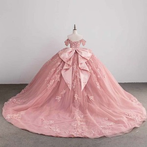 Vestido de Quinceañera Lsmc146 Elegante Color Rosa Empolvado con Cuentas y Apliques Florales para Concurso Jancember - Product Image 6