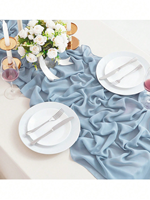 Chemin de table bleu clair, chemin de table décoratif pour mariage, chemin de table de fête (1 pièce)
