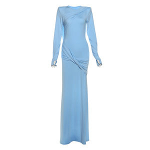 Vestiti Eleganti da Donna Nuovi Arrivi 2026, Sexy, Aderenti, Senza Schienale, a <span class=keywords><strong>Maniche</strong></span> <span class=keywords><strong>Lunghe</strong></span>, Tinta Unita - Product Image 4