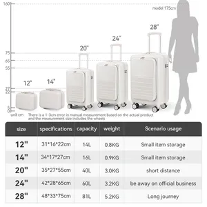 Nice Travel New Design Carry On Luggage With Customized Logo Portable Travel Suitcase Front Open Trolley Case