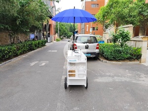 Chariot de vente ambulante commercial personnalisé Etodevice, chariot à pousser manuel pour la vente de nourriture en rue - Product Image 3