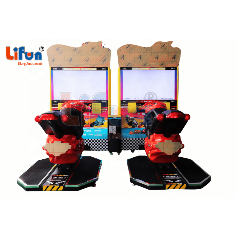 Lifun Factory Coin Operated Simulator Moto Racing 2 Player Game Machine with 2x32" LCD Screen 110V/220V 1 Year Warranty