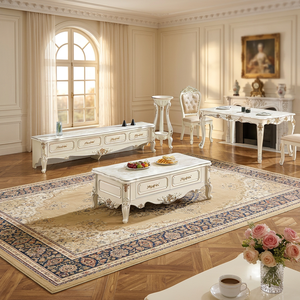 Ensemble de table à manger en bois massif de style européen avec 6 pièces, design antique, meubles de salle à manger pour la maison, le restaurant, l'hôtel - Product Image 4