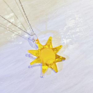 Collana con Ciondolo Girasole in <span class=keywords><strong>Vetro</strong></span> di <span class=keywords><strong>Murano</strong></span> Fatto a Mano, Girocollo Trendy con Perline Artigianali - Product Image 1