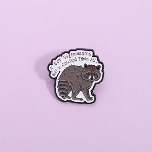 Broches de Aleación de Zinc con Esmalte de Mapache de Dibujos Animados, 'Tengo 99 Problemas, Yo Los Causé a Todos', Insignias de Solapa, Joyería, Regalos - Product Image 1