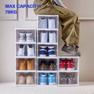 Hot Selling Thick Shoe <b>Box</b> Transparent Shoe Cabinet <b>Storage</b> <b>Box</b> Home Simple Shoe Shelf Plastic <b>Folding</b> Free Installation - Product Image 4