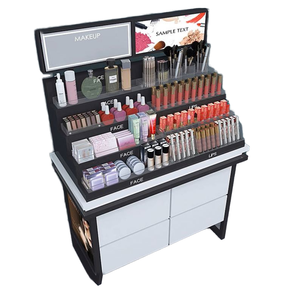 Multi-tier Signage-integrated Commercial <b>Display</b> <b>Rack</b> MDF Customized Easy Assembly Cosmetics Retail Shelf - Product Image 1