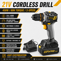 Perceuse sans fil GSFixtop 21V sans balais 450W 60N avec mandrin à verrouillage métallique pour la vente en gros de matériel