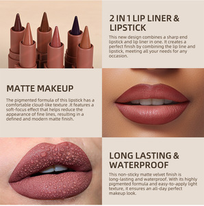 Crayon à lèvres mat Lakerain Beauty, crayon à lèvres velours noir brun, imperméable, non collant, <span class=keywords><strong>maquillage</strong></span> pour le contour des lèvres - Product Image 5