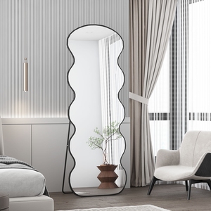 <span class=keywords><strong>Espejo</strong></span> de <span class=keywords><strong>Cuerpo</strong></span> Entero Irregular, Largo y Ondulado, de Pie, con Marco de Aluminio, para Decoración del Hogar, Baño y Tocador - Product Image 1