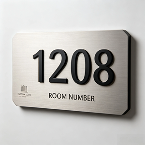 Custom Stainless Steel 3D House Number Sign Metal Door <b>Plate</b> Hotel B&B Shop <b>Wall</b> Address Signage With Logo - Product Image 3