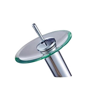 Grifo de lavabo de cascada de vidrio con una sola manija, montado en cubierta, con válvula de latón, de un solo orificio, estilo llave de cobre - Product Image 4