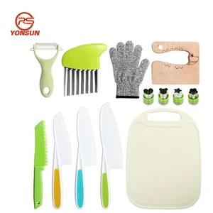 Kid Children safe plastic kitchen children kitchen knife set with PP handle customized colors for OEM for Cooking