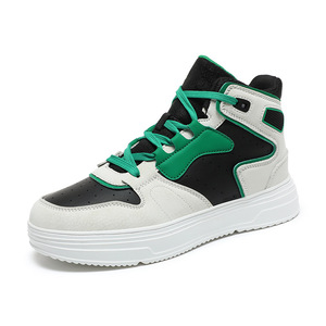 2024 Autumn Men's High <b>Top</b> White Skateboarding Shoes Casual Lace-up Leather High Quality Fashion Trend Soft EVA Insole Mesh - Product Image 2