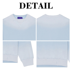 Sudadera de cuello redondo de algodón azul claro personalizada de Kingsen, sudadera de Jersey de peso pesado lavado Vintage de felpa francesa para hombre - Product Image 6