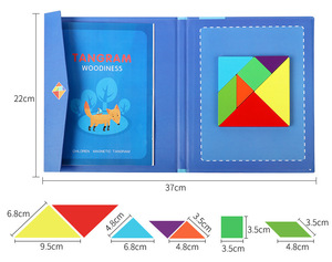Livre de puzzles magnétiques éducatifs en bois STEM : Jeux de formes, Tangram et puzzles de modèles - Product Image 3