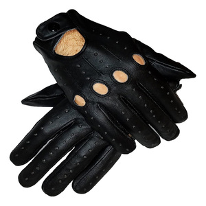 OME Service Gants de conduite en cuir de mouton noir pour hommes Hiver Style uni Compatible avec écran tactile Respirant Utilisation quotidienne en extérieur - Product Image 1