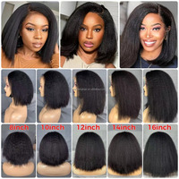 Perruque brésilienne Bob en cheveux humains de haute qualité, prête à être expédiée, avec fermeture en dentelle HD 5x5, frontale en dentelle 13x4, sans colle, texture Kinky Straight