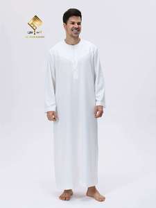 <b>Men'S</b> Elegant Arabic <b>Thobe</b> - Soft Long Sleeve Prayer Robe, Machine Washable, All-Season Versatile,look good quality - Product Image 3