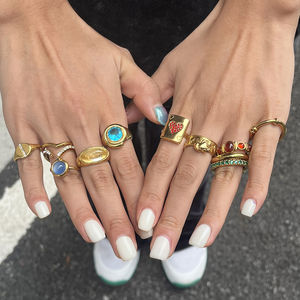 แหวนสแตนเลสสตีลชุบทอง 18K PVD ประดับเพชรซิคอน สำหรับผู้หญิง ดีไซน์หรูหรา เรียบง่าย ไม่ลอก ไม่ซีดจาง - Product Image 2