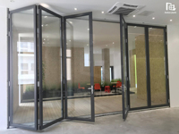Porte coulissante pliable à cadre ultra-fin en alliage d'aluminium, à isolation thermique, pour usage extérieur, hôtel, cuisine