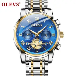 Olivs 2859 top 10 品牌准确男士石英手表 excel 不锈钢带防水 Chrono 夜光商务手表