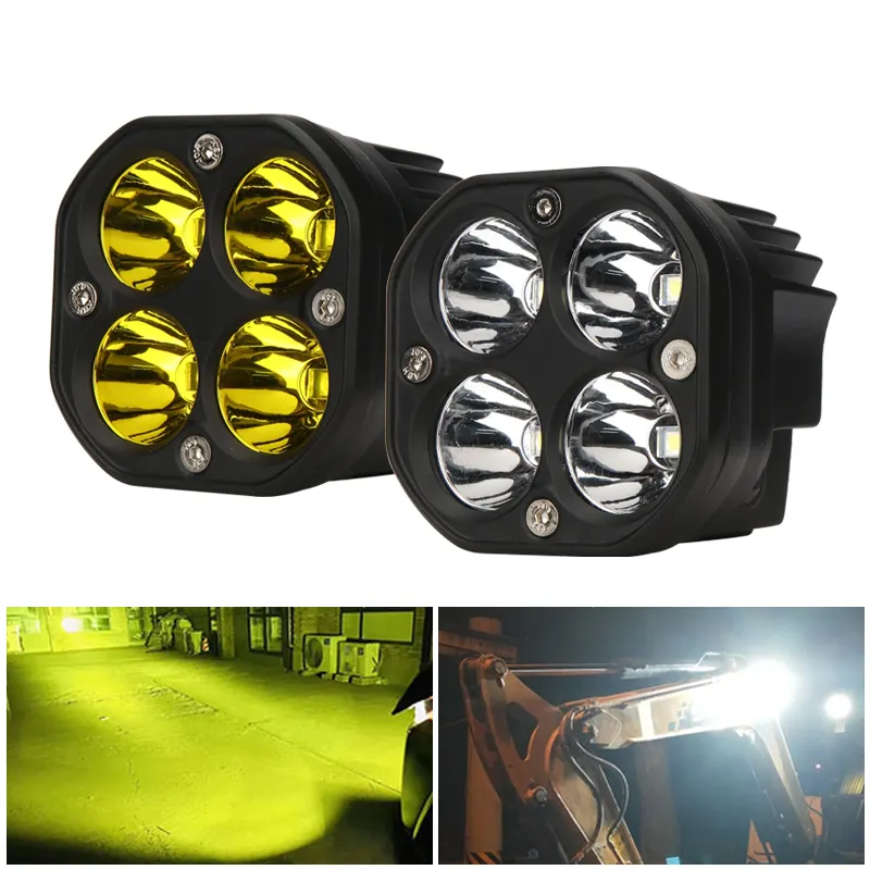 40W Spot fog Pod work Light Truck Car Vehicle Bumper colore giallo 8000LM Offroad 4 x4 luce di guida a Led ausiliaria 12-24v