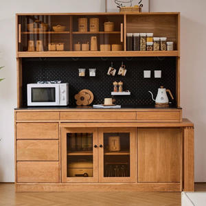 Aparador de Madera Maciza con Puertas de Vidrio y Compartimentos de Almacenamiento para Sala de Estar, Mueble Multifuncional - Product Image 2