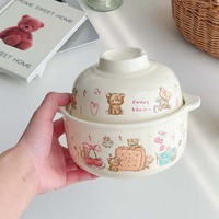 Tasse en céramique peinte à la main en biscuit d'ours Tasse à thé mignonne de style crème pour café au lait Utilisation en couple