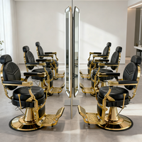 Grande Vente Chaise de Coiffure de Luxe Noire et Or pour Salon de Beauté Homme à Prix Compétitif