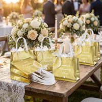 Sac en non-tissé doré avec ruban, sac cadeau, sac à main pour mariage, fête ou événement