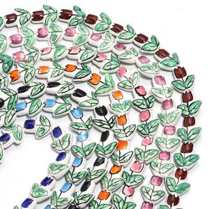 Grazioso disegno a mano in porcellana tulipano fiore fai da te creazione bracciale collana accessori decorazione con perline per la creazione di gioielli - Product Image 4