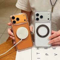 Transparent 360 °   Étui magnétique rotatif pour iPhone 17 18 Pro Max, grande découpe pour objectif, antichoc avec support