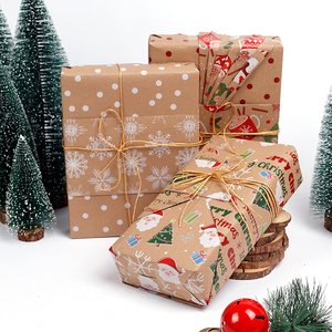 2025 Papel de regalo de Navidad 43*1000 cm Papel Kraft Impresión de doble cara Embalaje de papel de regalo - Product Image 2