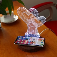 Lampe à illusion 3D LED innovante avec chargeur sans fil tactile, support de charge rapide 10W, veilleuse 7 couleurs, design personnalisé /Mi