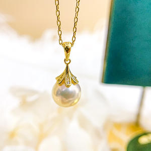 Pendentif en argent S925, perles de 8-10 mm, accessoires de perles DIY, collier en jade tendance, support de pendentif, 30565, accessoire charmant en diamant - Product Image 1