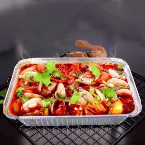 RE3G Contenedor de embalaje de alimentos desechable personalizable Contenedor de papel de aluminio plateado rectangular con excelente calidad - Product Image 3