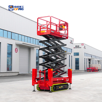 Plateforme élévatrice à ciseaux sur chenilles CFMG 14m/320kg pour la construction, unité de levage à ciseaux sur chenilles à grande portée, table élévatrice robuste
