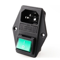 Prise mâle IEC320 C14 3 broches LZ-14-F10 10A 250V avec interrupteur et fusible
