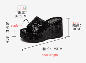 UP-0671D Casual Slippers <strong>Wedge</strong> Heel Sandals <strong>Summer</strong> Heeled Platform <strong>Shoes</strong> for Ladies - Product Image 5