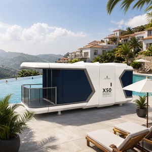 Capsule <span class=keywords><strong>de</strong></span> camping dans le désert avec balcon, unité modulaire préfabriquée <span class=keywords><strong>de</strong></span> luxe pour glamping avec vue sur les dunes - Product Image 2