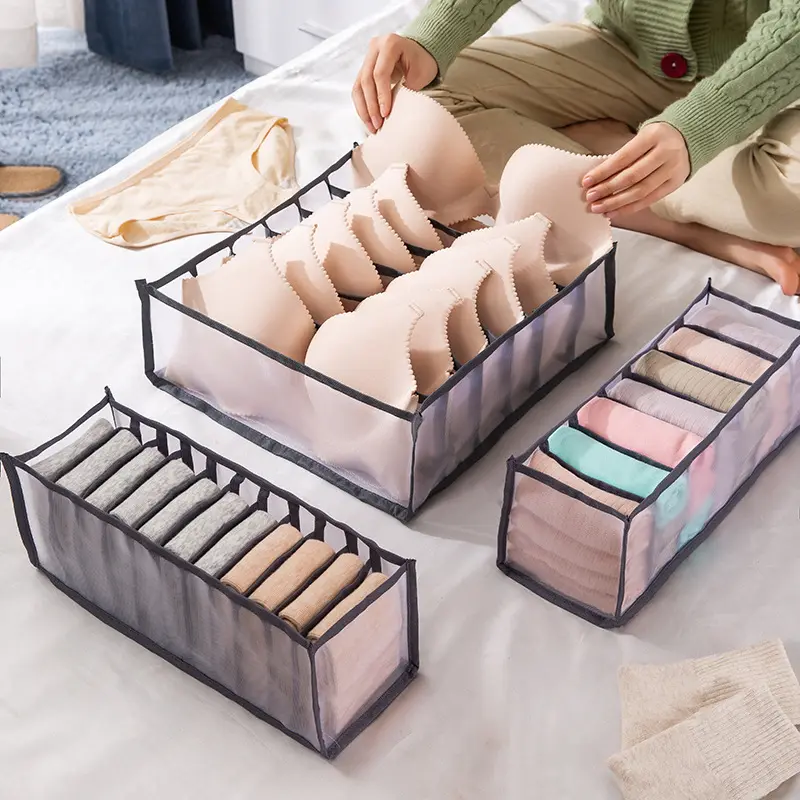 Closet underwear compartment storage bag non-woven underpants divider organizer box drawer type underwear bra storage bag